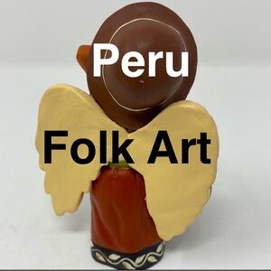 Red Ware Pottery Angle With Wings Playing The Guitar